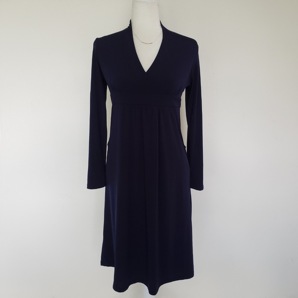 Pink Blossom Navy Blue Maternity Dress, size S